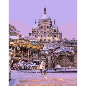 Картина по номерам "Поцелуй в заснеженном Париже"