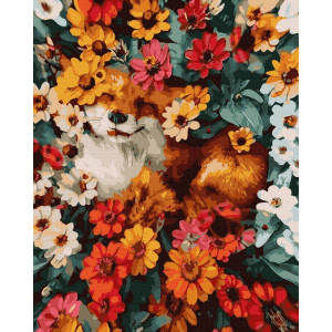 Картина по номерам "Лиса у квітах"