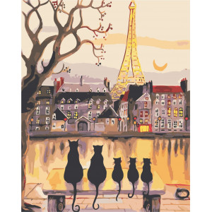 Картина по номерам "Парижские коты"