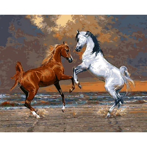 Картина по номерам "Лошади на берегу океана"