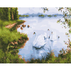 Картина по номерам "Лебеди у берега"