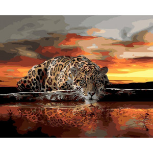 Картина по номерам "Леопард на заході сонця"