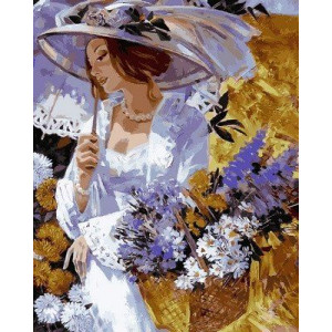 Картина по номерам "Дівчина у саду хризантем"
