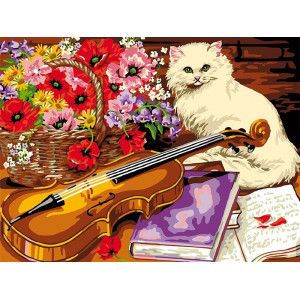 Картина по номерам "Котик и скрипка"