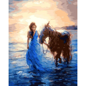 Картина по номерам "Прогулка с лошадью"