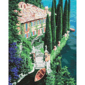Картина по номерам "Дом на озере"