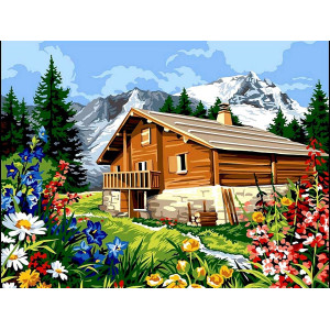 Картина по номерам "Домик в Альпах"