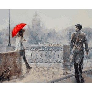 Картина по номерам "Незнакомка под алым зонтом"