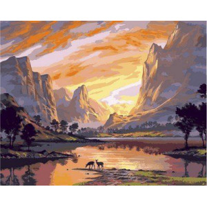Картина по номерам "Захід сонця над гірською долиною"