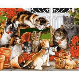 Картина по номерам "Кошачья семейка"