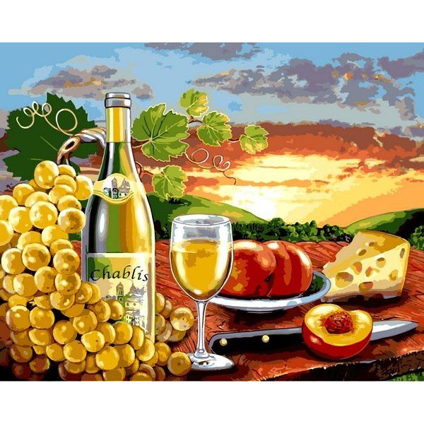 Картина по номерам "Белое вино с фруктами"
