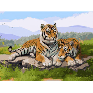 Картина по номерам "Тигрина родина"