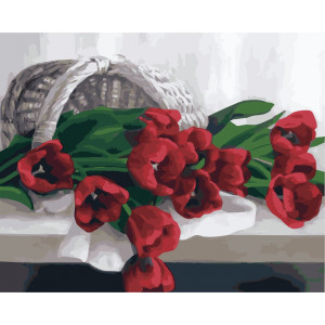Картина по номерам "Тюльпаны в корзинке"