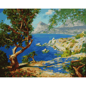 Картина по номерам "Дерево на скалистом берегу"
