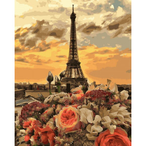 Картина по номерам "Захід сонця в Парижі"