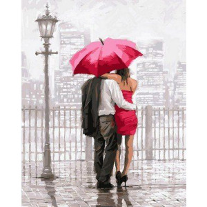 Картина по номерам "Влюбленные под красным зонтом"