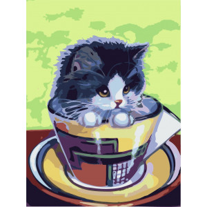 Картина по номерам "Котенок в чашке"