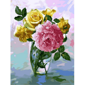 Картина по номерам "Букет с розовым пионом"