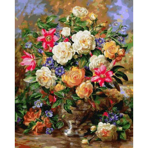 Картина по номерам "Лилии и желтые розы"
