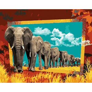 Картина по номерам "Парад слонов"