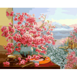 Картина по номерам "В объятиях цветущей сакуры"
