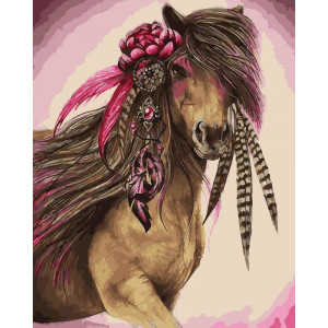 Картина по номерам "Лошадь с цветком"