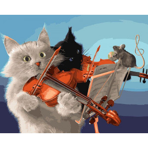 Картина по номерам "Коты музыканты"