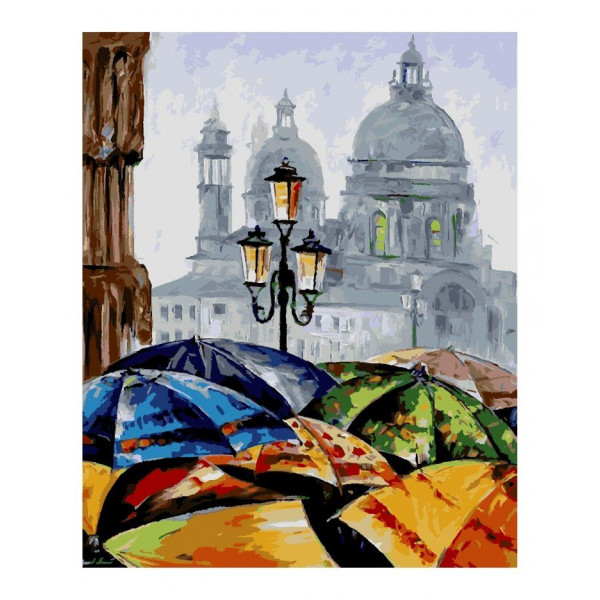 Картина по номерам "Яркие зонтики"