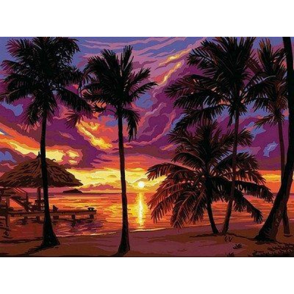 Картина по номерам "Закат в тропиках"