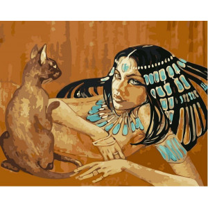 Картина по номерам "Египтянка с кошкой"