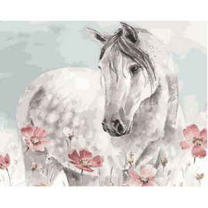 Картина по номерам "Лошадь в цветах"