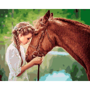 Картина по номерам "Дівчина та кінь"