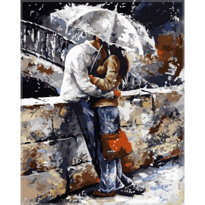 Картина по номерам "Любовь под дождем"