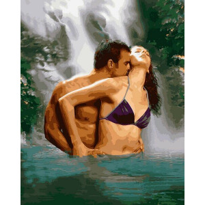 Картина по номерам "Пара под водопадом"