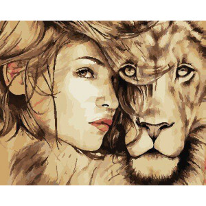 Картина по номерам "Девушка и лев"