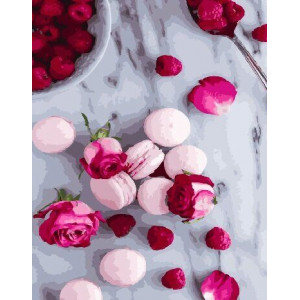 Картина по номерам "Макаруны и розы"
