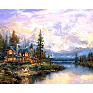 Картина по номерам "Дом у горного озера"