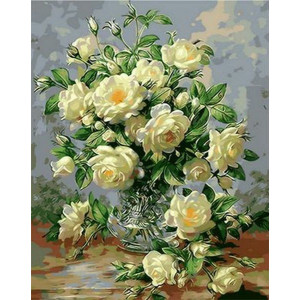 Картина по номерам "Букет белых роз"