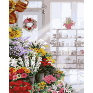 Картина по номерам "В цветочном магазине"