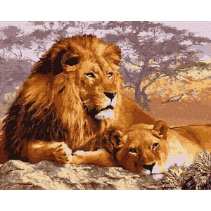 Картина по номерам "Семья львов"