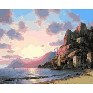 Картина по номерам "Захід сонця біля моря"