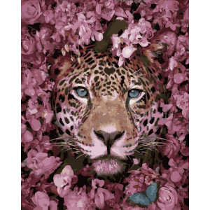 Картина по номерам "Гепард в цветах"