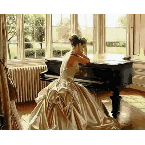 Картина по номерам "Дівчина у рояля"