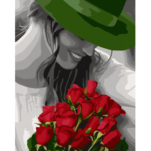 Картина по номерам "Девушка в зелёной шляпе"