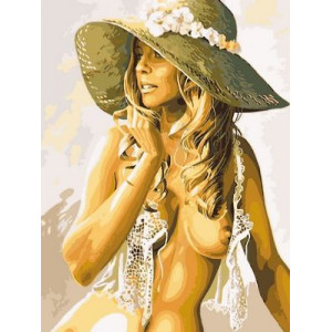 Картина по номерам "Девушка в летней шляпе"