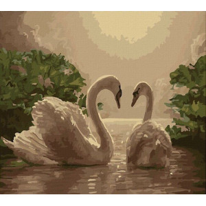 Картина по номерам "Пара лебедей"