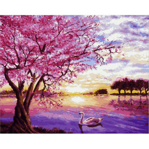 Картина по номерам "Захід сонця в рожевих тонах"
