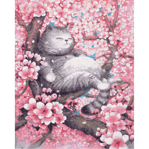 Картина по номерам "Кот в цветущем саду"