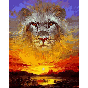 Картина по номерам "Закатный лев"