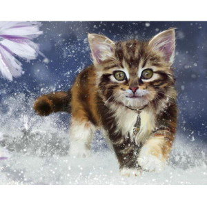 Картина по номерам "Кошеня в снігу"